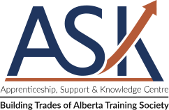 Apprenticeship, Support, and Knowledge Centre logo with tagline that reads "Building Trades of Alberta Training Society"